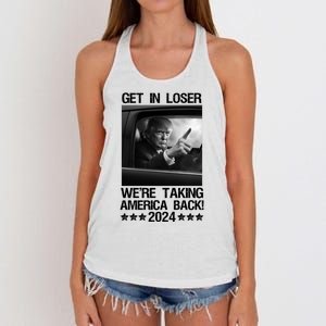 Get In Loser We Are Taking America Back Trump 2024 Women's Knotted Racerback Tank