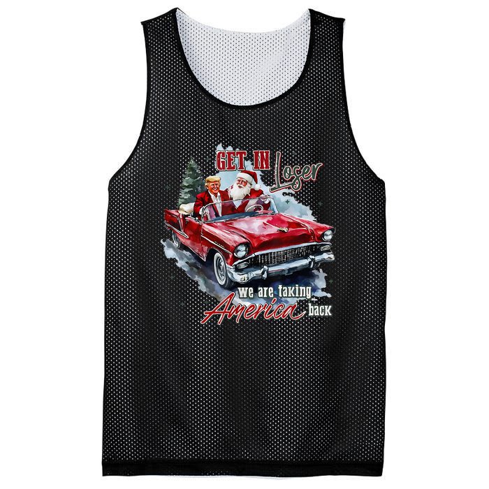 Get In Loser We Are Taking America Back Trump Santa Xmas Mesh Reversible Basketball Jersey Tank