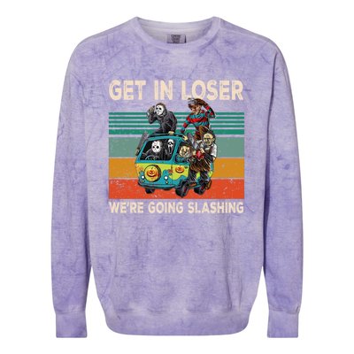 Get In Loser We Are Going Slashing Graphic Colorblast Crewneck Sweatshirt