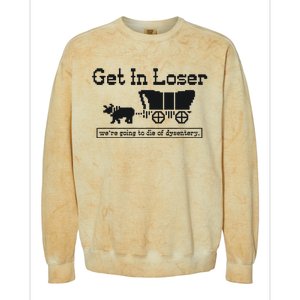 Get In Loser Were Going To Die Of Dysentery Retro Halloween Colorblast Crewneck Sweatshirt