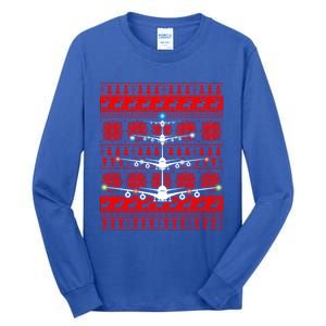 Gift Irplane Lovers Airplanes Ugly Christmas Cool Gift Tall Long Sleeve T-Shirt