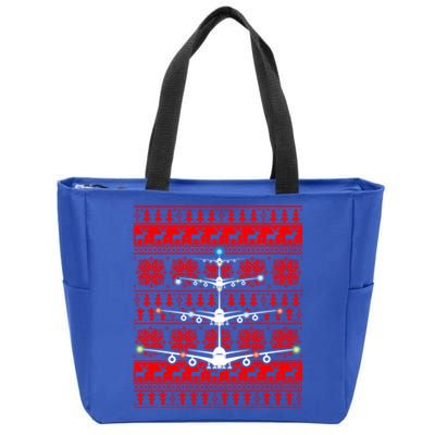 Gift Irplane Lovers Airplanes Ugly Christmas Cool Gift Zip Tote Bag