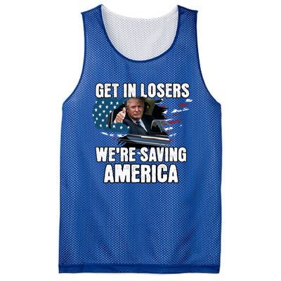 Get In Loser WeRe Saving America Trump American Flag Great Gift Mesh Reversible Basketball Jersey Tank