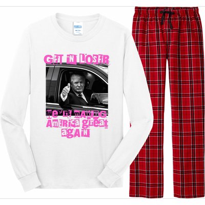 Get In Loser WeRe Making America Great Again Vintage Trump Long Sleeve Pajama Set