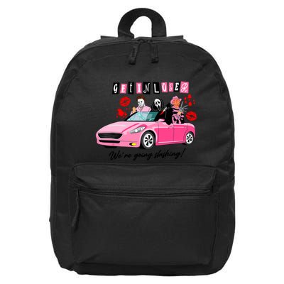 Get In Loser Were Going Slashing Pink Car Horror Character 16 in Basic Backpack