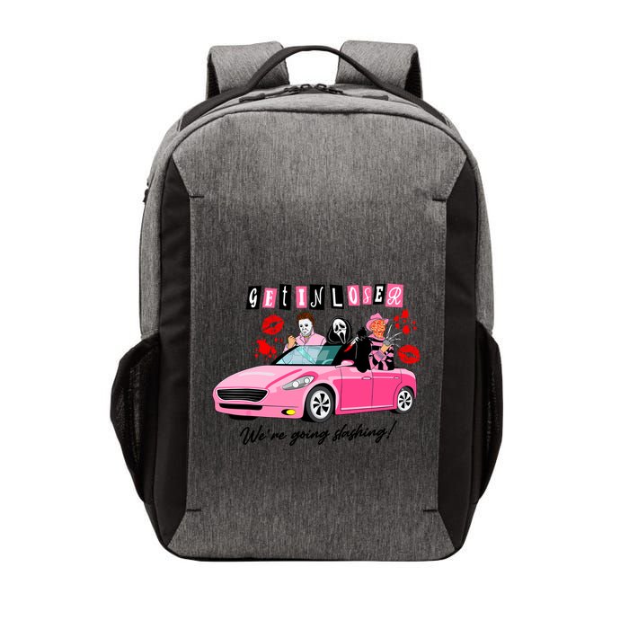 Get In Loser Were Going Slashing Pink Car Horror Character Vector Backpack