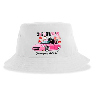 Get In Loser Were Going Slashing Pink Car Horror Character Sustainable Bucket Hat