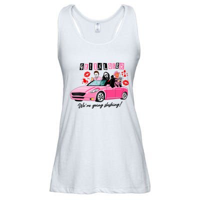 Get In Loser Were Going Slashing Pink Car Horror Character Ladies Essential Flowy Tank