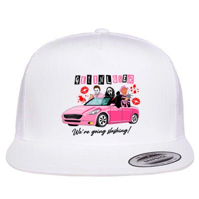 Get In Loser Were Going Slashing Pink Car Horror Character Flatbill Hat