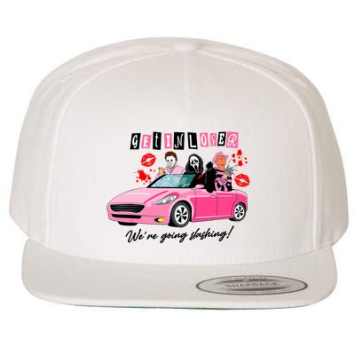 Get In Loser Were Going Slashing Pink Car Horror Character Wool Snapback Cap