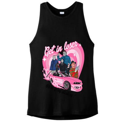 Get In Loser WeRe Going Slashing Pink Car Horror Character Ladies PosiCharge Tri-Blend Wicking Tank