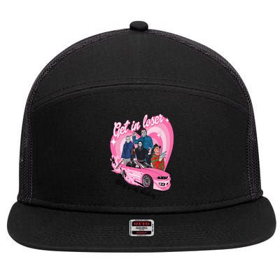 Get In Loser WeRe Going Slashing Pink Car Horror Character 7 Panel Mesh Trucker Snapback Hat