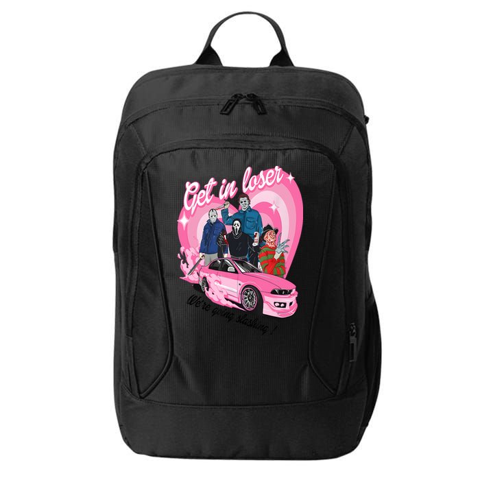 Get In Loser WeRe Going Slashing Pink Car Horror Character City Backpack