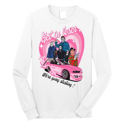 Get In Loser WeRe Going Slashing Pink Car Horror Character Long Sleeve Shirt