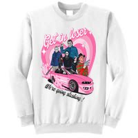 Get In Loser WeRe Going Slashing Pink Car Horror Character Sweatshirt
