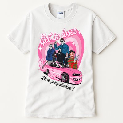 Get In Loser WeRe Going Slashing Pink Car Horror Character Tall T-Shirt