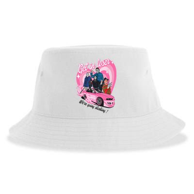 Get In Loser WeRe Going Slashing Pink Car Horror Character Sustainable Bucket Hat