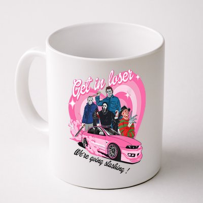 Get In Loser WeRe Going Slashing Pink Car Horror Character Mug