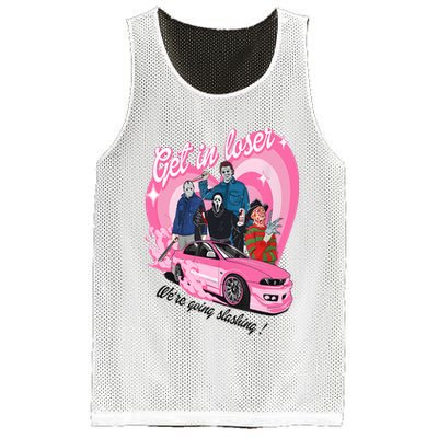 Get In Loser WeRe Going Slashing Pink Car Horror Character Mesh Reversible Basketball Jersey Tank