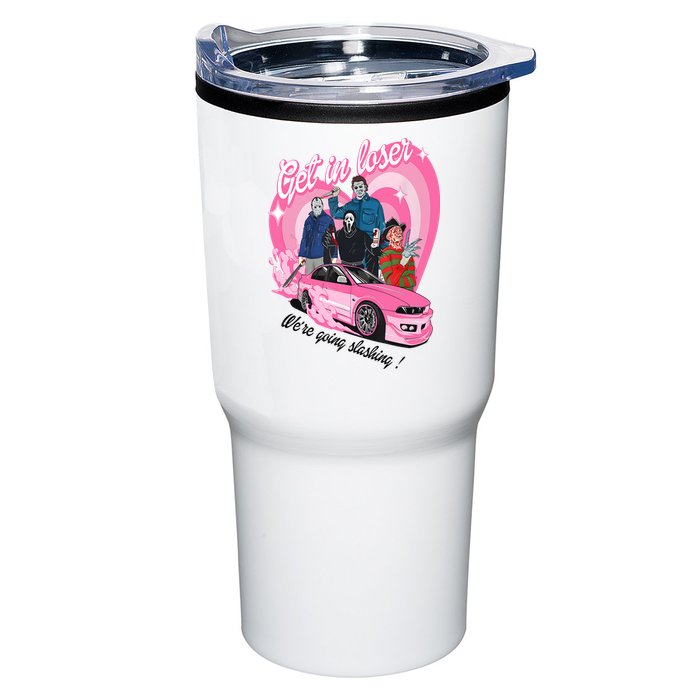 Get In Loser WeRe Going Slashing Pink Car Horror Character Tumbler