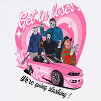 Get In Loser WeRe Going Slashing Pink Car Horror Character Baby Bodysuit