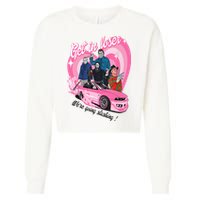 Get In Loser WeRe Going Slashing Pink Car Horror Character Cropped Pullover Crew