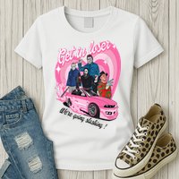 Get In Loser WeRe Going Slashing Pink Car Horror Character Womens T-Shirt