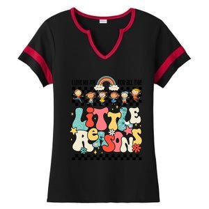 Groovy I Love My Job For All The Little Reasons Teacher Ladies Halftime Notch Neck Tee