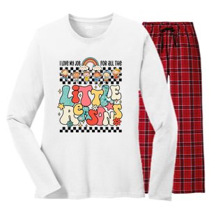 Groovy I Love My Job For All The Little Reasons Teacher Women's Long Sleeve Flannel Pajama Set 