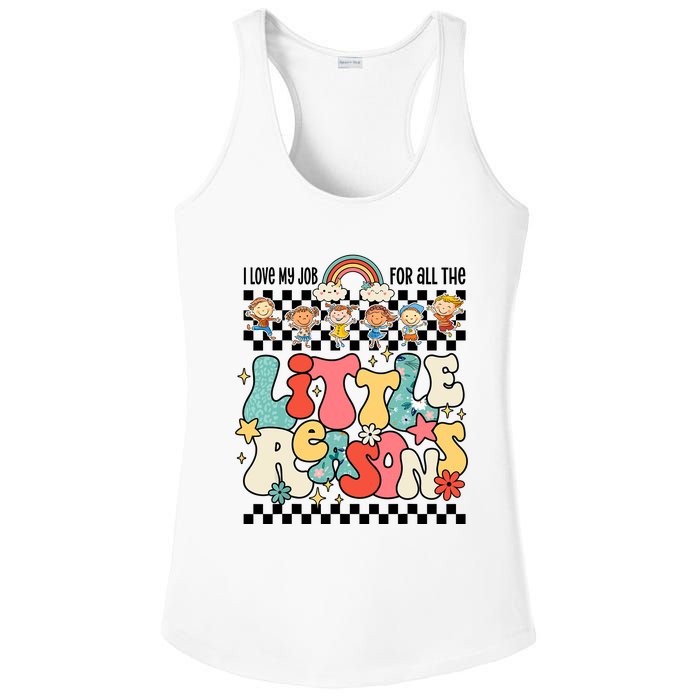 Groovy I Love My Job For All The Little Reasons Teacher Ladies PosiCharge Competitor Racerback Tank