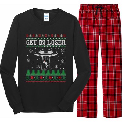 Get In Loser Alien Ugly Christmas Funny Gift Meaningful Gift Long Sleeve Pajama Set