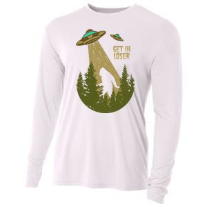 Get In Loser Retro Bigfoot UFO Abduction Sasquatch Alien Cooling Performance Long Sleeve Crew