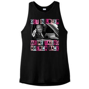 Get In Loser Were Taking America Back Funny Trump 2024 Ladies PosiCharge Tri-Blend Wicking Tank