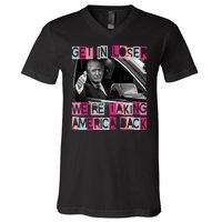 Get In Loser Were Taking America Back Funny Trump 2024 V-Neck T-Shirt