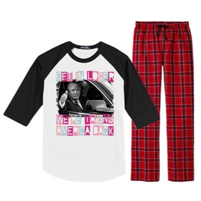 Get In Loser Were Taking America Back Funny Trump 2024 Raglan Sleeve Pajama Set