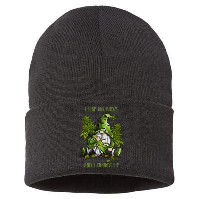 Gnome I Like Big Buds And I Cannot Lie Weed 420 Stoner Idea Sustainable Knit Beanie