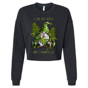 Gnome I Like Big Buds And I Cannot Lie Weed 420 Stoner Idea Cropped Pullover Crew