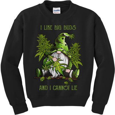 Gnome I Like Big Buds And I Cannot Lie Weed 420 Stoner Idea Kids Sweatshirt