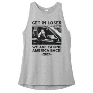 Get In Loser We Are Talking America Back Trump 2024 Ladies PosiCharge Tri-Blend Wicking Tank