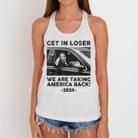 Get In Loser We Are Talking America Back Trump 2024 Women's Knotted Racerback Tank