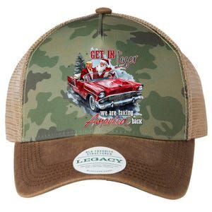 Get In Loser We Are Taking America Back Trump Santa Xmas Legacy Tie Dye Trucker Hat