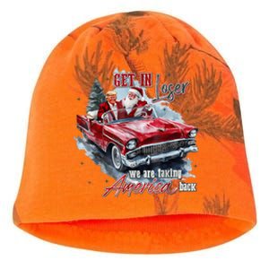 Get In Loser We Are Taking America Back Trump Santa Xmas Kati - Camo Knit Beanie