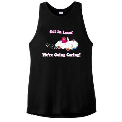 Get In Loser, We're Going Caring Funny Bear Ladies PosiCharge Tri-Blend Wicking Tank