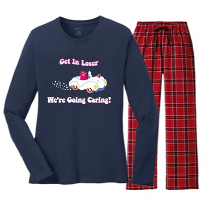 Get In Loser, We're Going Caring Funny Bear Women's Long Sleeve Flannel Pajama Set 