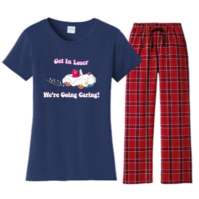 Get In Loser, We're Going Caring Funny Bear Women's Flannel Pajama Set