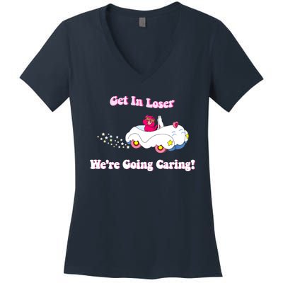 Get In Loser, We're Going Caring Funny Bear Women's V-Neck T-Shirt