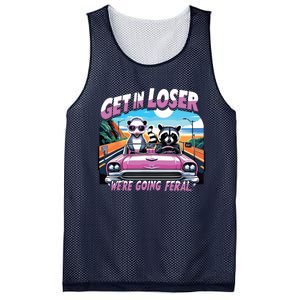 Get In Loser Were Going Feral Funny Sassy Opossum Raccoon Mesh Reversible Basketball Jersey Tank