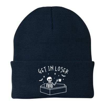 Get In Loser Skeleton In Coffin Spooky Halloween Beanie