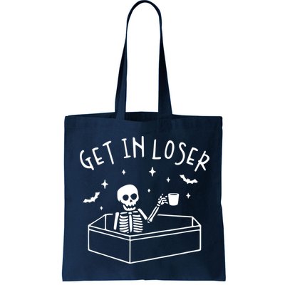 Get In Loser Skeleton In Coffin Spooky Halloween Bag