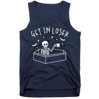 Get In Loser Skeleton In Coffin Spooky Halloween Tank Top